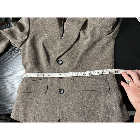 The Limited Vintage Y2K Tweed Wool Blend Old Money Style Neutral Blazer - Picture 8 of 10
